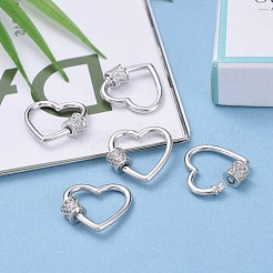 Brass Micro Pave Clear Cubic Zirconia Screw Carabiner Lock Charms&nbsp;ZIRC-E164-07P