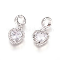 Brass Micro Pave Cubic Zirconia European Dangle Charms&nbsp;LS-ZIRC-E163-18P