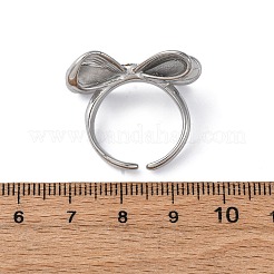 304 Stainless Steel with Rhinestone Adjustable Cuff Rings&nbsp;RJEW-Q020-18P