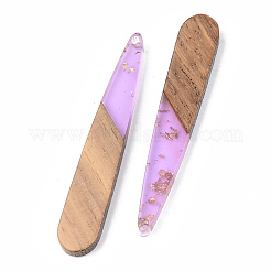 Transparent Resin & Walnut Wood Pendants&nbsp;X-RESI-S389-039A-B01