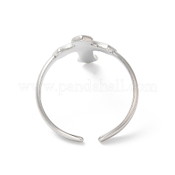 Non-Tarnish 304 Stainless Steel Cross Open Cuff Ring for Women&nbsp;RJEW-K245-32P