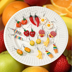 5 Pairs Acrylic Fruit Theme Dangle Earrings&nbsp;HL5690