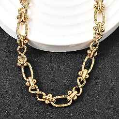 304 Stainless Steel Oval Textured Infinity Link Chain Necklaces for Women Men&nbsp;NJEW-K249-20A-G