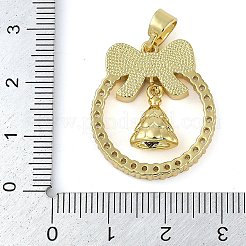 Christmas Theme Rack Plating Brass Micro Pave Cubic Zirconia Pendants&nbsp;KK-U032-14G-02