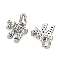 Brass Micro Pave Clear Cubic Zirconia Pendants&nbsp;KK-D229-02P