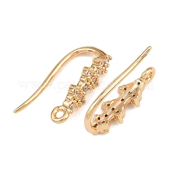 Brass Micro Pave Clear Cubic Zirconia Triangle Earring Hooks&nbsp;KK-A274-12G