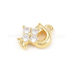 Brass Micro Pave Clear Cubic Zirconia Charms&nbsp;KK-Z151-18G-P