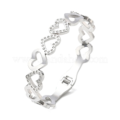 Hollow Heart 304 Stainless Steel Bangles for Women&nbsp;BJEW-A166-01B-P