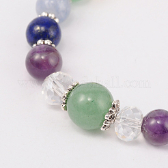 Multi-Color Gemstone Chakra Charm Bracelets&nbsp;BJEW-JB01691-03