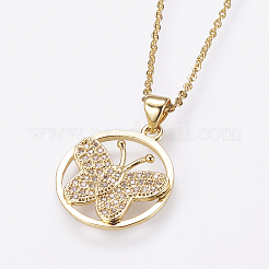 Brass Micro Pave Cubic Zirconia Pendant Necklaces&nbsp;NJEW-E111-82G