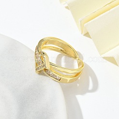 Letter D Clear Cubic Zirconia Cuff Rings&nbsp;RJEW-G337-10G