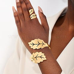 Leaf Alloy Cuff Bangles & Cuff Rings Sets&nbsp;FS-WG68E2E-01
