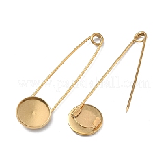 304 Stainless Steel Safety Pin Brooch Base Settings&nbsp;STAS-A142-02A-G