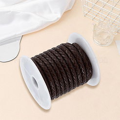 1 Roll Round Braided Cowhide Leather Cord&nbsp;NWIR-CL0001-01A
