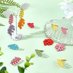 24Pcs 6 Color Iron Leaf Stud Earring Findings&nbsp;IFIN-PH0001-99