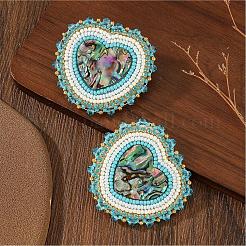 Bohemian Handmade Glass Seed Beads Heart Shape Stud Earrings&nbsp;PG9083