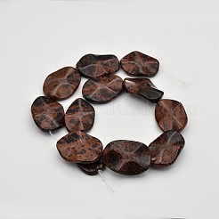 Wave Oval Natural Mahogany Obsidian Beads Strands&nbsp;G-N0153-04