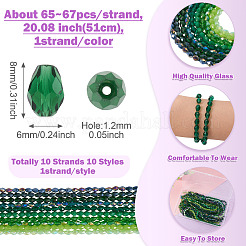 10Strands 10 Colors Transparent Glass Beads Strands&nbsp;EGLA-TA0013-24B