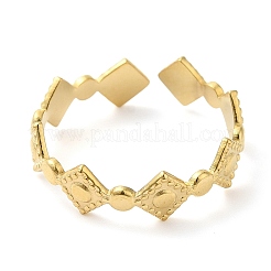 304 Stainless Steel Rhombus Open Cuff Ring for Women&nbsp;RJEW-I098-30G