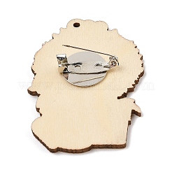 Christmas Theme Wood Printed Brooches for Women&nbsp;JEWB-Z029-01E