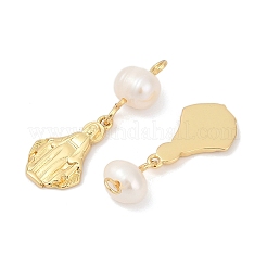 Natural Cultured Freshwater Pearl & Brass Pendants&nbsp;KK-U062-04G