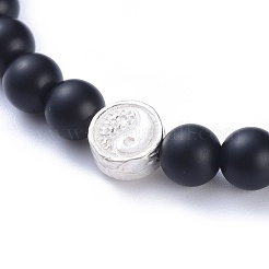 Feng Shui Natural Black Agate(Dyed & Heated) Beaded Stretch Bracelets&nbsp;BJEW-JB05021-03