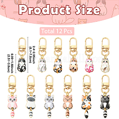 12Pcs 12 Styles Plating Alloy Enamel Cat Shape Pendant Decorations&nbsp;HJEW-YW00486