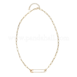 201 Stainless Steel Safety Pin Pendant 304 Stainless Steel Paperclip Chain Necklaces for Women&nbsp;NJEW-JN06283-01
