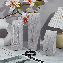 3Pcs 3 Sizes Vertical MDF Wood Covered with Velvet Necklace Display Stands&nbsp;NDIS-WH0023-001B