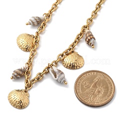 Ocean Beach 304 Stainless Steel & Shell Bib Necklaces&nbsp;STAS-Z112-01G