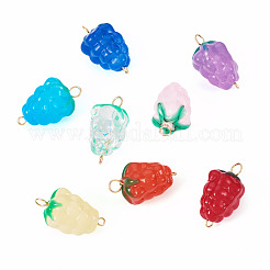 8Pcs 8 Styles Handmade Lampwork Grapes Connector Charms&nbsp;PALLOY-TAC0156