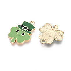 Saint Patrick's Day Rack Plating Alloy Enamel Pendants&nbsp;ENAM-T091-53M-G