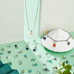 72Pcs 12 Colors Mixed Gemstone & Glass Chip Pendants&nbsp;PALLOY-FH00123