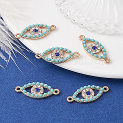 Alloy Connector Charms with Capri Blue Rhinestone and Synthetic Turquoise&nbsp;FIND-YW0003-50