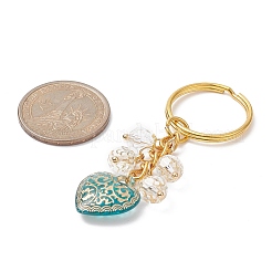 Golden Metal Enlaced Heart Acrylic Pendant Keychain&nbsp;KEYC-JKC00478