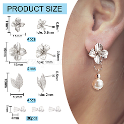 12Pcs 3 Style Brass Stud Earring Findings&nbsp;KK-BC0010-21