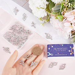 40Pcs 4 Styles Heart Theme Alloy Rhinestone & Cubic Zirconia Connector Charms&nbsp;RB-SC0001-11