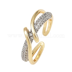 Brass Micro Pave Cubic Zirconia Adjustable Cuff Rings for Women&nbsp;RJEW-C140-13G
