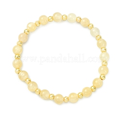 Natural Golden Silk Jade & Brass Beads Stretch Bracelets for Women&nbsp;BJEW-JB14040