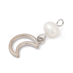 Natural Cultured Freshwater Pearl & Brass Pendants&nbsp;KK-U062-16P
