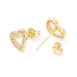 Clear Cubic Zirconia Open Heart Stud Earrings&nbsp;EJEW-P196-12G