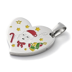 Christmas 304 Stainless Steel Enamel Pendants&nbsp;STAS-Z098-34P