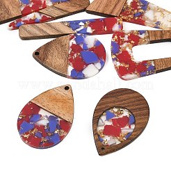 Walnut Wood & Transparent Resin & Gold Foil Pendants&nbsp;WD-CBA583A-06