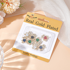 10Pcs 5 Colors Rack Plating Brass Micro Pave Clear Cubic Zirconia Connector Charms&nbsp;KK-BBC0018-18