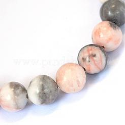 Natural Pink Zebra Jasper Round Bead Strands&nbsp;G-E334-4mm-11