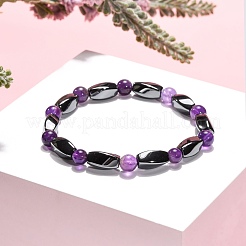 Round Natural Amethyst Stretch Bracelets&nbsp;X-BJEW-G072-10
