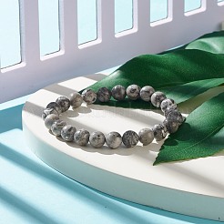 Natural Map Stone/Picasso Stone/Picasso Jasper Round Beaded Stretch Bracelet&nbsp;BJEW-JB07874