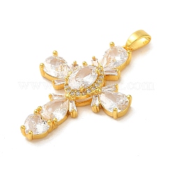 Brass Micro Pave Clear Cubic Zirconia Pendants&nbsp;FIND-Z041-17G