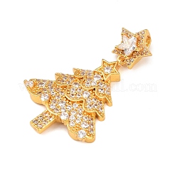 Christmas Brass Micro Pave Cubic Zirconia Pendants&nbsp;KK-F922-01G
