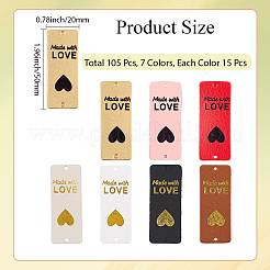105Pcs 7 Colors Valentine's Day PU Leather Labels&nbsp;DIY-CL0002-01